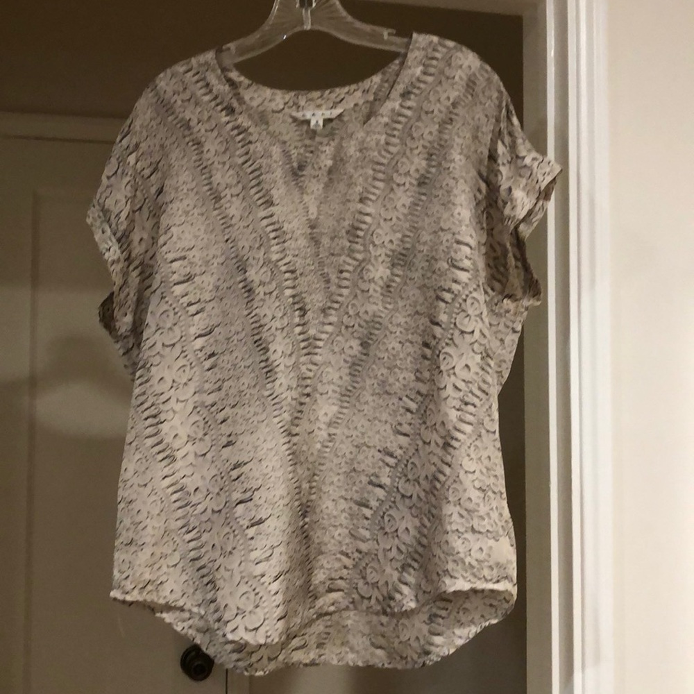 Cabi Lace Print Silk Top Size S